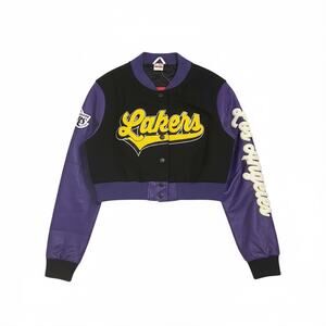 NWT Fashion Nova NBA Lakers Legacy Bomber Cropped Jacket Size Large